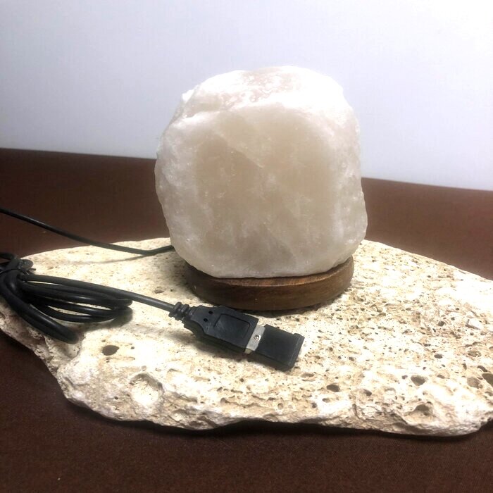 lampe de sel de l'himalaya blanche branchement usb